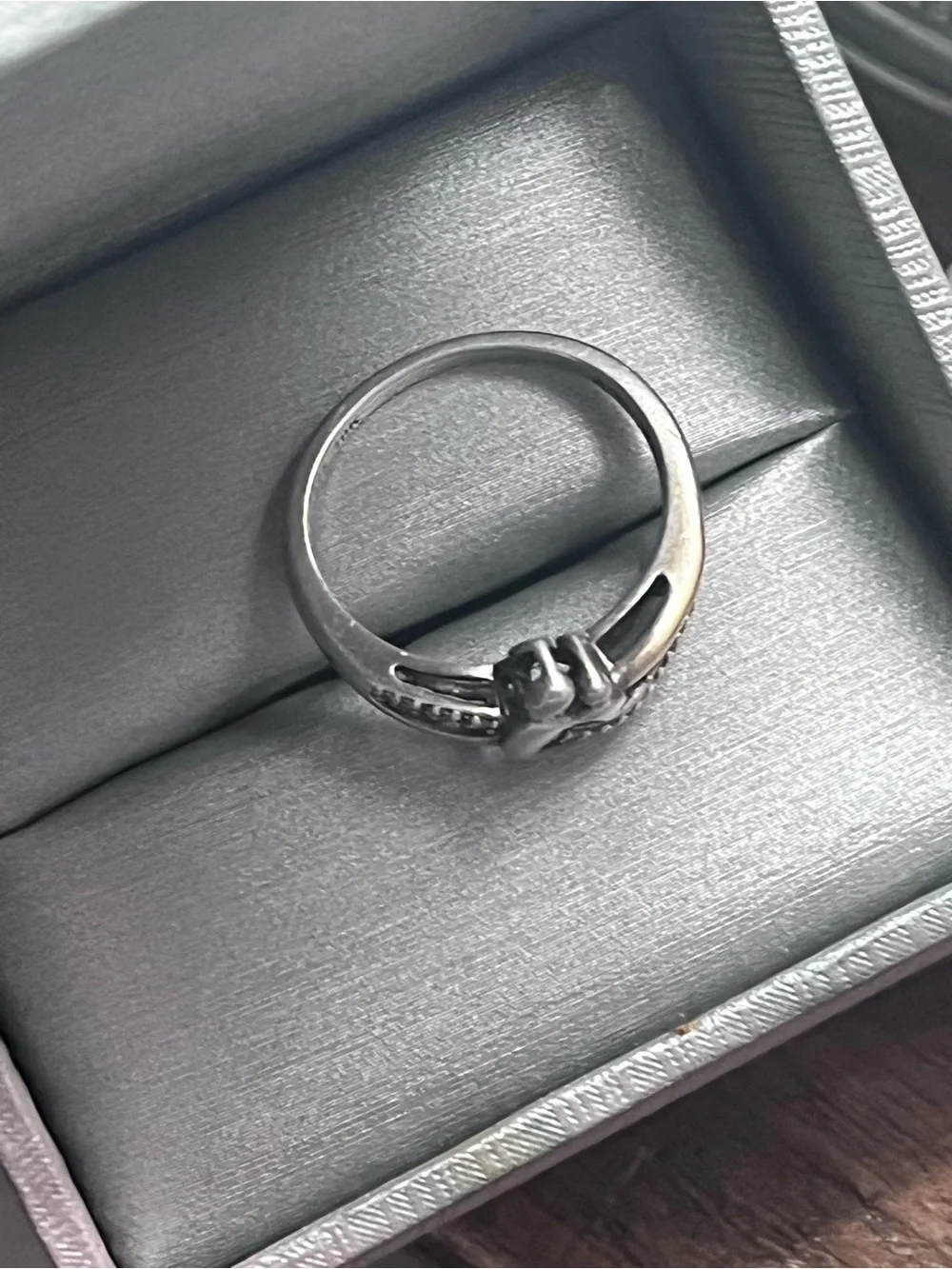Mother Child Ring 1/20 ct tw Diamond Sterling Silver 10K Gold sz 6.5 2.5g tw
